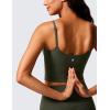 imageCRZ YOGA Butterlift Adjustable U Back Crop Tank Tops for Women  Padded Camisole Scoop Neck Workout Longline Sports BrasOlive Green