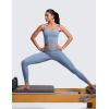 imageCRZ YOGA Butterlift Adjustable U Back Crop Tank Tops for Women  Padded Camisole Scoop Neck Workout Longline Sports BrasWashed Denim