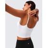 imageCRZ YOGA Butterlift Adjustable U Back Crop Tank Tops for Women  Padded Camisole Scoop Neck Workout Longline Sports BrasWhite