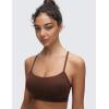 imageCRZ YOGA Butterluxe Y Back Sports Bras for Women  Padded Racerback Low Impact Spaghetti Thin Strap Workout Yoga TopLava Brown