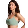 imageCRZ YOGA DDD Scoop Neck Bikini Tops for Women  Padded Adjustable Spaghetti Straps Bathing Swimsuit Sports BraGreen Palm Court