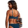 imageCRZ YOGA DDD Scoop Neck Bikini Tops for Women  Padded Adjustable Spaghetti Straps Bathing Swimsuit Sports BraInsignia Blue