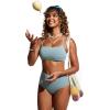 imageCRZ YOGA DDD Scoop Neck Bikini Tops for Women  Padded Adjustable Spaghetti Straps Bathing Swimsuit Sports BraLight Grayish Blue