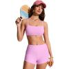 imageCRZ YOGA DDD Scoop Neck Bikini Tops for Women  Padded Adjustable Spaghetti Straps Bathing Swimsuit Sports BraVita Pink