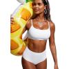 imageCRZ YOGA DDD Scoop Neck Bikini Tops for Women  Padded Adjustable Spaghetti Straps Bathing Swimsuit Sports BraWhite