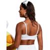imageCRZ YOGA DDD Scoop Neck Bikini Tops for Women  Padded Adjustable Spaghetti Straps Bathing Swimsuit Sports BraWhite
