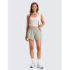 imageCRZ YOGA Drapey Double Ruffles Athletic Shorts for Women 25  High Waisted Flowy Tennis Workout Running Tiered SkortsFog Green