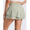 imageCRZ YOGA Drapey Double Ruffles Athletic Shorts for Women 25  High Waisted Flowy Tennis Workout Running Tiered SkortsFog Green