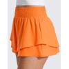 imageCRZ YOGA Drapey Double Ruffles Athletic Shorts for Women 25  High Waisted Flowy Tennis Workout Running Tiered SkortsSparkle Orange