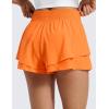 imageCRZ YOGA Drapey Double Ruffles Athletic Shorts for Women 25  High Waisted Flowy Tennis Workout Running Tiered SkortsSparkle Orange