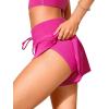 imageCRZ YOGA High Waisted Flowy Board Shorts for Womens  Swim Beach Skirt Skorts Bathing Swimsuit Bottoms with LinerHibiscus Purple