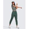 imageCRZ YOGA Lightweight Workout Joggers for Women 26285305  Outdoor Running Casual Pants with PocketsDark Forest Green