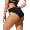 imageCRZ YOGA Mid Waisted Ruched Bikini Bottoms for Women  Full Coverage Bathing Swimsuit Adjustable Side Tie Swim BriefsBlack