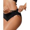 imageCRZ YOGA Mid Waisted Ruched Bikini Bottoms for Women  Full Coverage Bathing Swimsuit Adjustable Side Tie Swim BriefsBlack