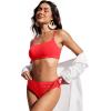 imageCRZ YOGA Mid Waisted Ruched Bikini Bottoms for Women  Full Coverage Bathing Swimsuit Adjustable Side Tie Swim BriefsDeep Red
