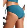 imageCRZ YOGA Mid Waisted Ruched Bikini Bottoms for Women  Full Coverage Bathing Swimsuit Adjustable Side Tie Swim BriefsSapphire Blue