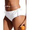 imageCRZ YOGA Mid Waisted Ruched Bikini Bottoms for Women  Full Coverage Bathing Swimsuit Adjustable Side Tie Swim BriefsWhite