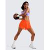 imageCRZ YOGA Mid Waisted Split Running Shorts for Women 4  Comfy Mesh Liner for Workout Athletic Gym Track Quick DryNeon Orange