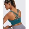 imageCRZ YOGA Naked Feeling Strappy Longline Sports Bras for Women  Medium Impact Criss Cross Yoga Padded Workout Crop TopBorealis Green