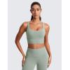 imageCRZ YOGA Naked Feeling Strappy Longline Sports Bras for Women  Medium Impact Criss Cross Yoga Padded Workout Crop TopGreen Palm Court