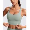imageCRZ YOGA Naked Feeling Strappy Longline Sports Bras for Women  Medium Impact Criss Cross Yoga Padded Workout Crop TopGreen Palm Court