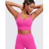 imageCRZ YOGA Naked Feeling Strappy Longline Sports Bras for Women  Medium Impact Criss Cross Yoga Padded Workout Crop TopHibiscus Purple