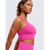 imageCRZ YOGA Naked Feeling Strappy Longline Sports Bras for Women  Medium Impact Criss Cross Yoga Padded Workout Crop TopHibiscus Purple