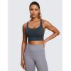 imageCRZ YOGA Naked Feeling Strappy Longline Sports Bras for Women  Medium Impact Criss Cross Yoga Padded Workout Crop TopMelanite