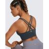 imageCRZ YOGA Naked Feeling Strappy Longline Sports Bras for Women  Medium Impact Criss Cross Yoga Padded Workout Crop TopMelanite