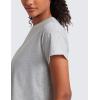 imageCRZ YOGA Pima Cotton Relaxed Crop TShirts for Women  Workout Athletic Gym Casual Short Sleeve Shirts Loose Crewneck TopsLight Grey Heather