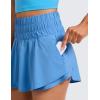 imageCRZ YOGA Ruffle Skirt Overlay Athletic Shorts for Women  High Waisted Flowy for Workout Running Tennis with Zip PocketParty Blue