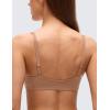 imageCRZ YOGA Softhold Double Lined Deep V Bralette  Womens Adjustable Straps Wireless Plunge TShirt Everyday Bra Comfy SmoothGravel Beige