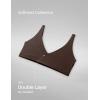 imageCRZ YOGA Softhold Double Lined Deep V Bralette  Womens Adjustable Straps Wireless Plunge TShirt Everyday Bra Comfy SmoothHot Fudge Brown
