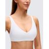imageCRZ YOGA Softhold Double Lined Deep V Bralette  Womens Adjustable Straps Wireless Plunge TShirt Everyday Bra Comfy SmoothSnow White