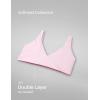 imageCRZ YOGA Softhold Double Lined Deep V Bralette  Womens Adjustable Straps Wireless Plunge TShirt Everyday Bra Comfy SmoothStrawberry Pink