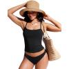 imageCRZ YOGA Spaghetti Straps Tankini Tops for Women  Padded Racerback Scoop Neck Bathing Suit Crop Swim TankBlack