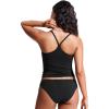 imageCRZ YOGA Spaghetti Straps Tankini Tops for Women  Padded Racerback Scoop Neck Bathing Suit Crop Swim TankBlack