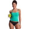 imageCRZ YOGA Spaghetti Straps Tankini Tops for Women  Padded Racerback Scoop Neck Bathing Suit Crop Swim TankBlarney Green