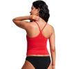imageCRZ YOGA Spaghetti Straps Tankini Tops for Women  Padded Racerback Scoop Neck Bathing Suit Crop Swim TankDeep Red