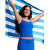 imageCRZ YOGA Spaghetti Straps Tankini Tops for Women  Padded Racerback Scoop Neck Bathing Suit Crop Swim TankWaves Blue