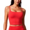 imageCRZ YOGA Butterlift Adjustable U Back Crop Tank Tops for Women  Padded Camisole Scoop Neck Workout Longline Sports BrasDeep Red