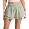 imageCRZ YOGA Drapey Double Ruffles Athletic Shorts for Women 25  High Waisted Flowy Tennis Workout Running Tiered SkortsFog Green