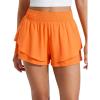 imageCRZ YOGA Drapey Double Ruffles Athletic Shorts for Women 25  High Waisted Flowy Tennis Workout Running Tiered SkortsSparkle Orange