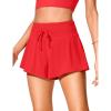 imageCRZ YOGA High Waisted Flowy Board Shorts for Womens  Swim Beach Skirt Skorts Bathing Swimsuit Bottoms with LinerDeep Red