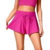imageCRZ YOGA High Waisted Flowy Board Shorts for Womens  Swim Beach Skirt Skorts Bathing Swimsuit Bottoms with LinerHibiscus Purple