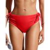 imageCRZ YOGA Mid Waisted Ruched Bikini Bottoms for Women  Full Coverage Bathing Swimsuit Adjustable Side Tie Swim BriefsDeep Red