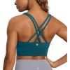 imageCRZ YOGA Naked Feeling Strappy Longline Sports Bras for Women  Medium Impact Criss Cross Yoga Padded Workout Crop TopBorealis Green