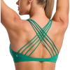 imageCRZ YOGA Naked Feeling Strappy Sports Bras for Women  Criss Cross Back Wireless Padded Cami Yoga Workout TopCascadia Green