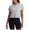 imageCRZ YOGA Pima Cotton Relaxed Crop TShirts for Women  Workout Athletic Gym Casual Short Sleeve Shirts Loose Crewneck TopsLight Grey Heather
