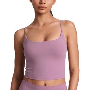 imageCRZ YOGA Butterlift Adjustable U Back Crop Tank Tops for Women  Padded Camisole Scoop Neck Workout Longline Sports BrasLight Lavender